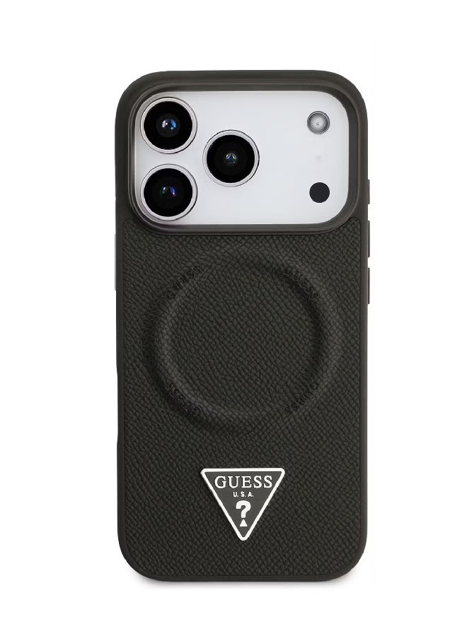 Guess MagSafe PU Leather Case with Triangle Logo for iPhone 17 Pro Max - Black - Image 5